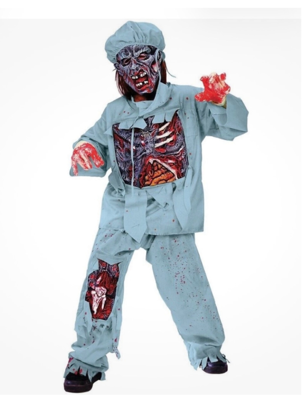 Fun World Zombie Doctor kids Halloween costume complete set with mask sz 8 10 M